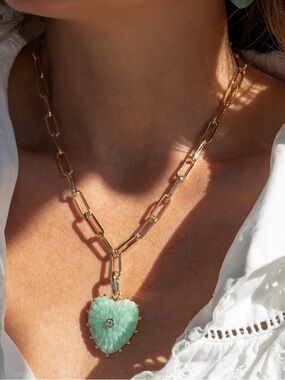 Thatch Malene Amazonite Heart Clip Necklace (paperclip necklace)